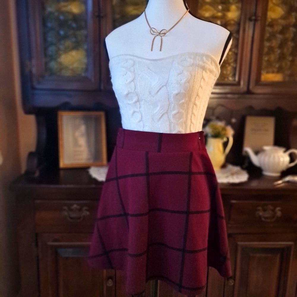 Red and Black Check Skater/Mini Skirt size Small